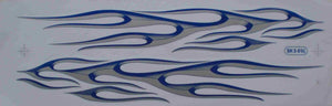 Grosse Flammen Feuer blau grau Sticker Aufkleber Folie 1 Blatt 530 mm x 170 mm wetterfest Motorrad Roller Skateboard Auto Tuning selbstklebend FL020