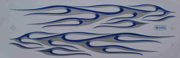 Grosse Flammen Feuer blau grau Sticker Aufkleber Folie 1 Blatt 530 mm x 170 mm wetterfest Motorrad Roller Skateboard Auto Tuning selbstklebend FL020