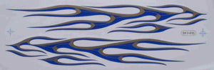 Grosse Flammen Feuer blau Sticker Aufkleber Folie 1 Blatt 530 mm x 170 mm wetterfest Motorrad Roller Skateboard Auto Tuning selbstklebend FL024