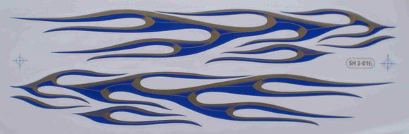 Grosse Flammen Feuer blau Sticker Aufkleber Folie 1 Blatt 530 mm x 170 mm wetterfest Motorrad Roller Skateboard Auto Tuning selbstklebend FL024