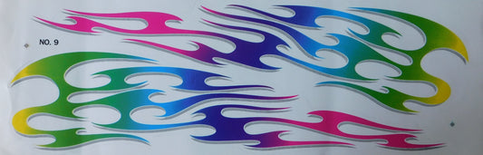 Big Flames Fire film autocollant coloré 1 feuille 530 mm x 170 mm résistant aux intempéries moto scooter skateboard voiture tuning auto-adhésif FL084