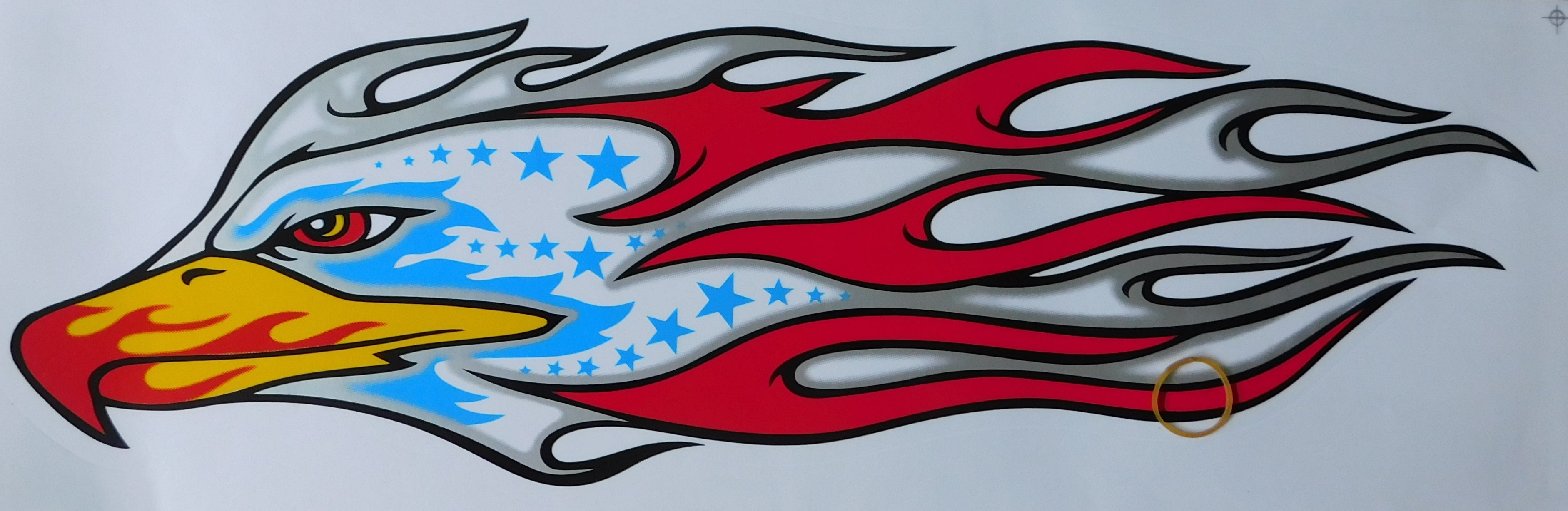 Adler Grosse Flammen Feuer rot silber Sticker Aufkleber Folie 1 Blatt ...