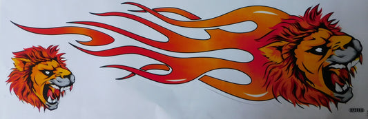 Löwe Grosse Flammen Feuer orange Sticker Aufkleber Folie 1 Blatt 530 mm x 170 mm wetterfest Motorrad Roller Skateboard Auto Tuning selbstklebend FL089