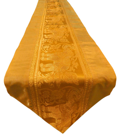 Table runner with elephant motif party banquet Christmas festival birthday wedding party living room kitchen tablecloth made of Thai silk Thai Silk