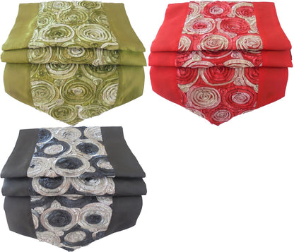 Table Runner Squiggles Flowers Roses Christmas Festival Birthday Wedding Party Living Room Kitchen Tablecloth Thai Silk Thai Silk