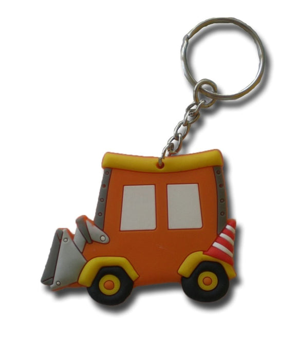 Construction site vehicle excavator construction site colored rubber keychain