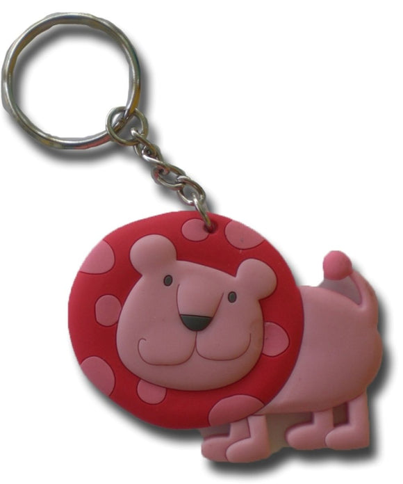 Lion king of the beasts Lion pink multicolored rubber keychain