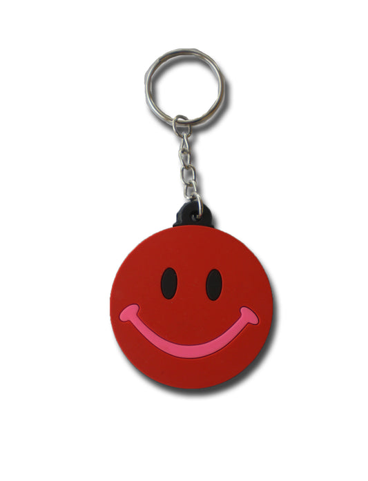 Smiley Laugh Smile visage riant rouge Porte-clés en caoutchouc