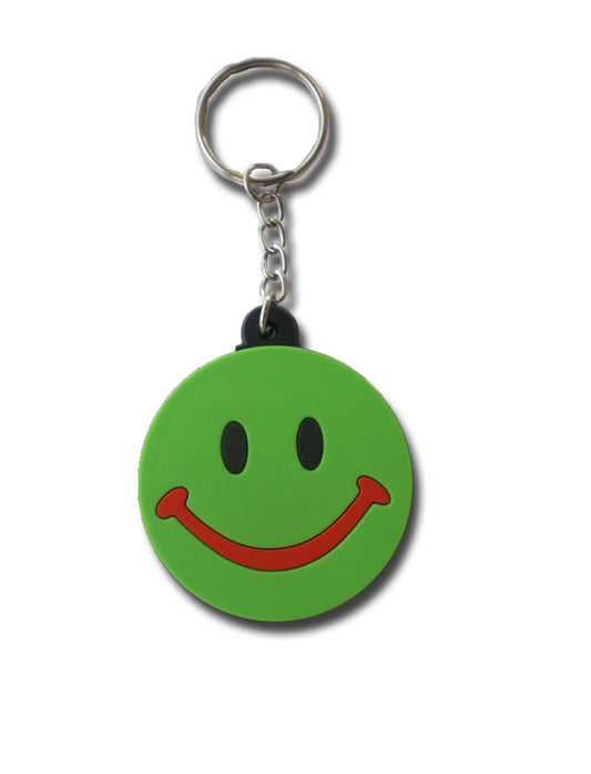 Smiley Laugh Smile visage riant vert Porte-clés en caoutchouc