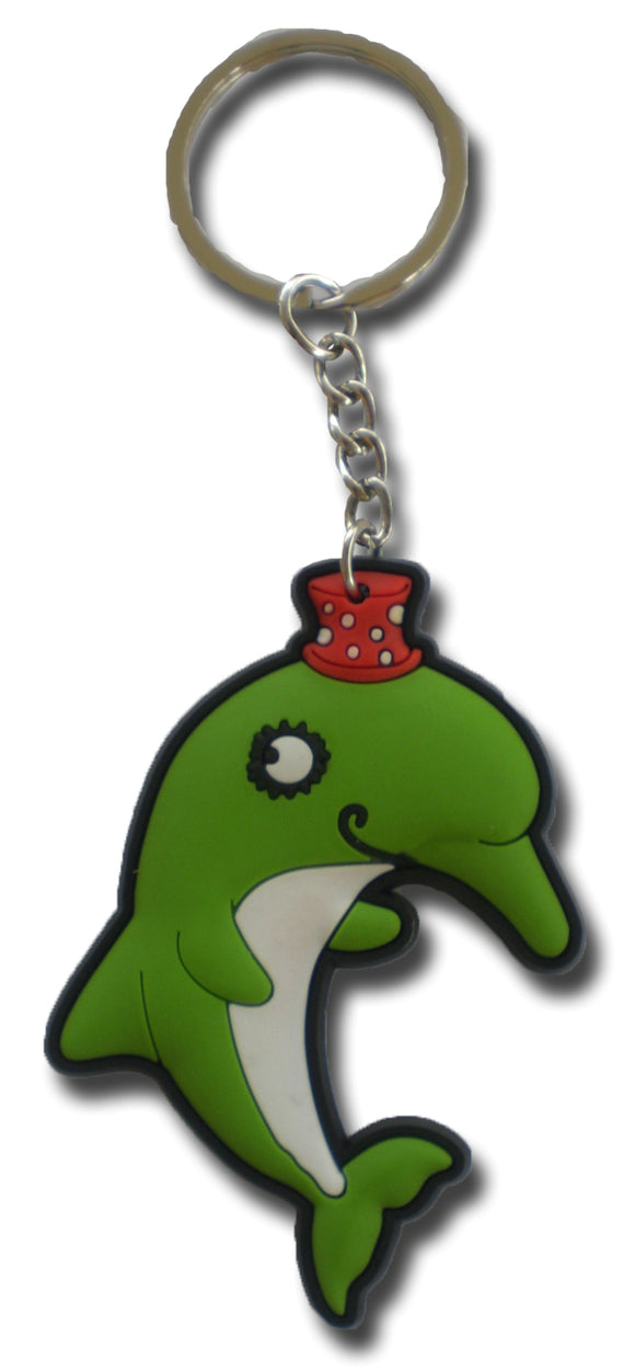 Dolphin dolphin green fish colorful animals Key ring made of rubber