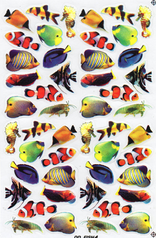 Poissons mer aquarium poissons animaux autocollants pour enfants artisanat maternelle anniversaire 1 feuille 341